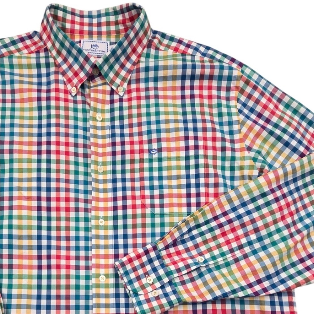 Southern Tide Coastal Passage Plaid Long Sleeve Button Down Sport Shirt‎ Mens XL